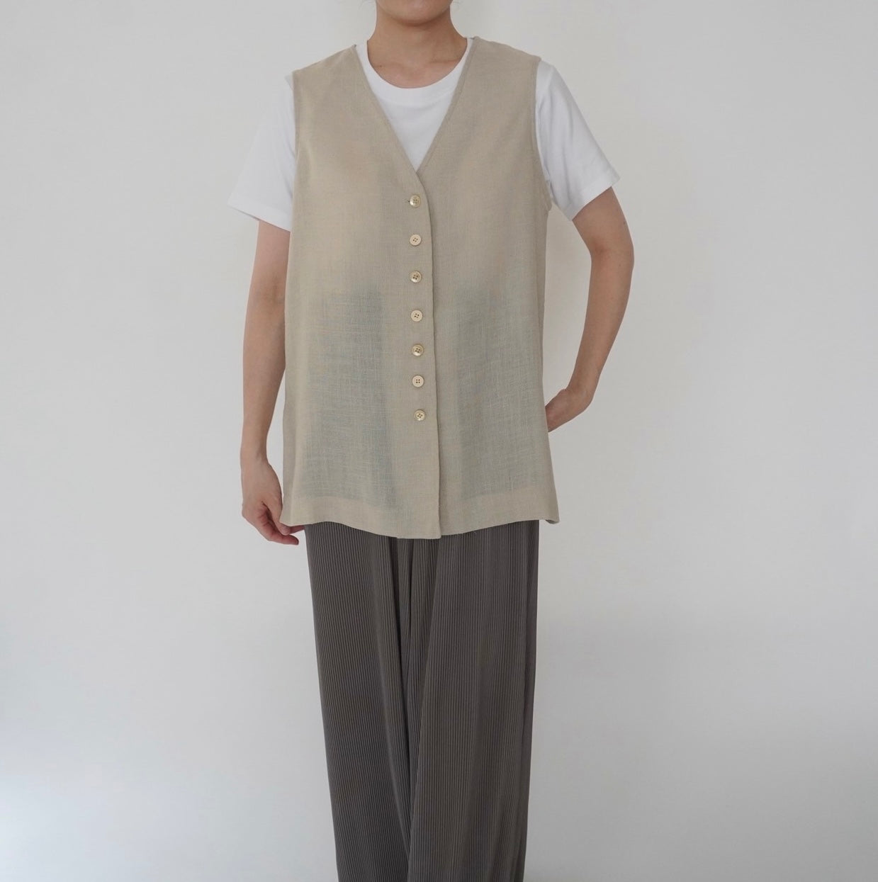 90s Beige Vest Made in USA