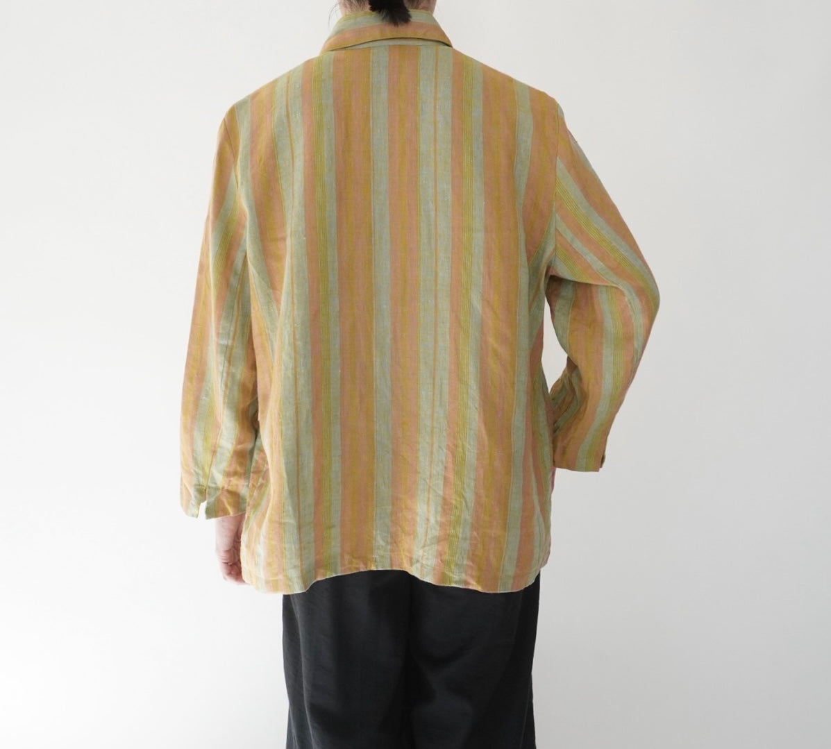 90s "harve benard" Striped Linen Shirt,Jacket