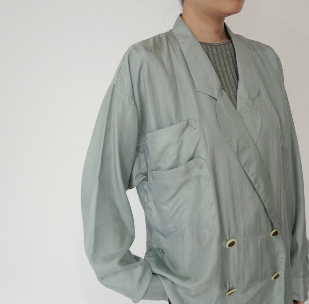 80s EURO Silk Pullover Shirt Jacket