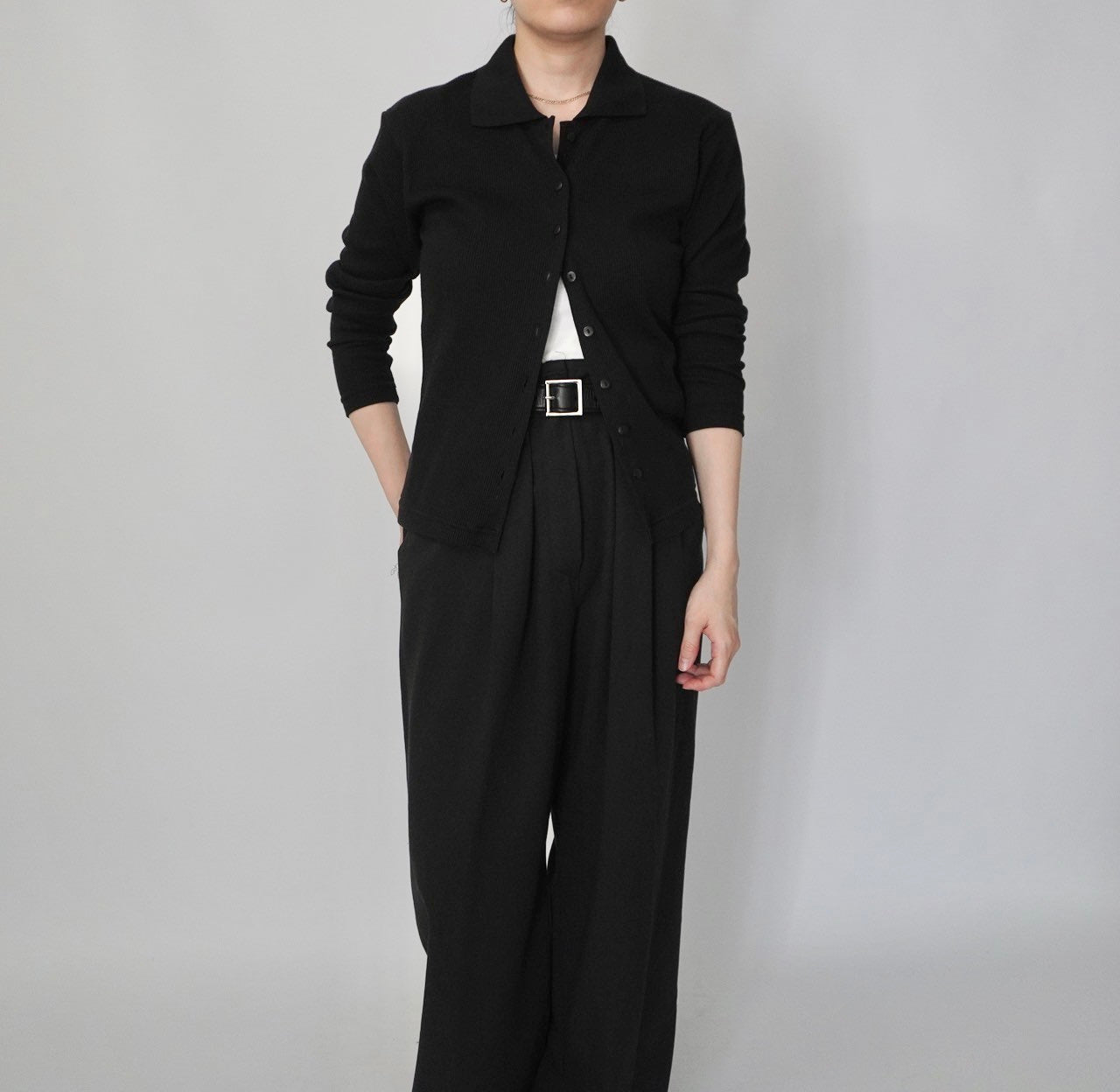 90s Black Ribbed Top