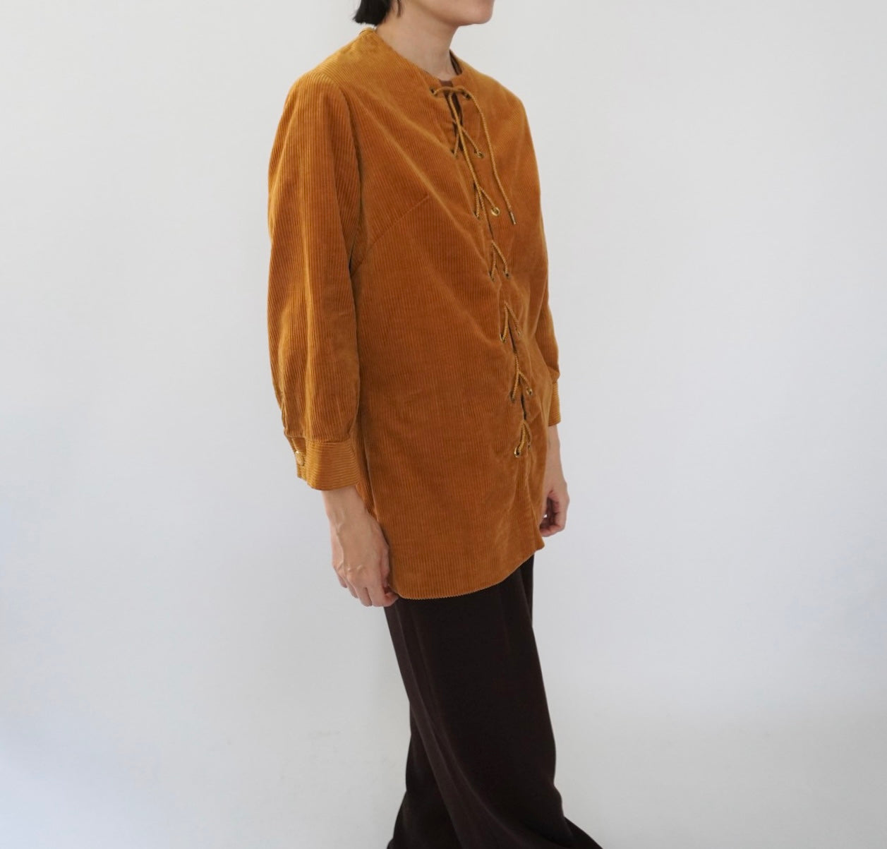60s Lace Up Corduroy Top