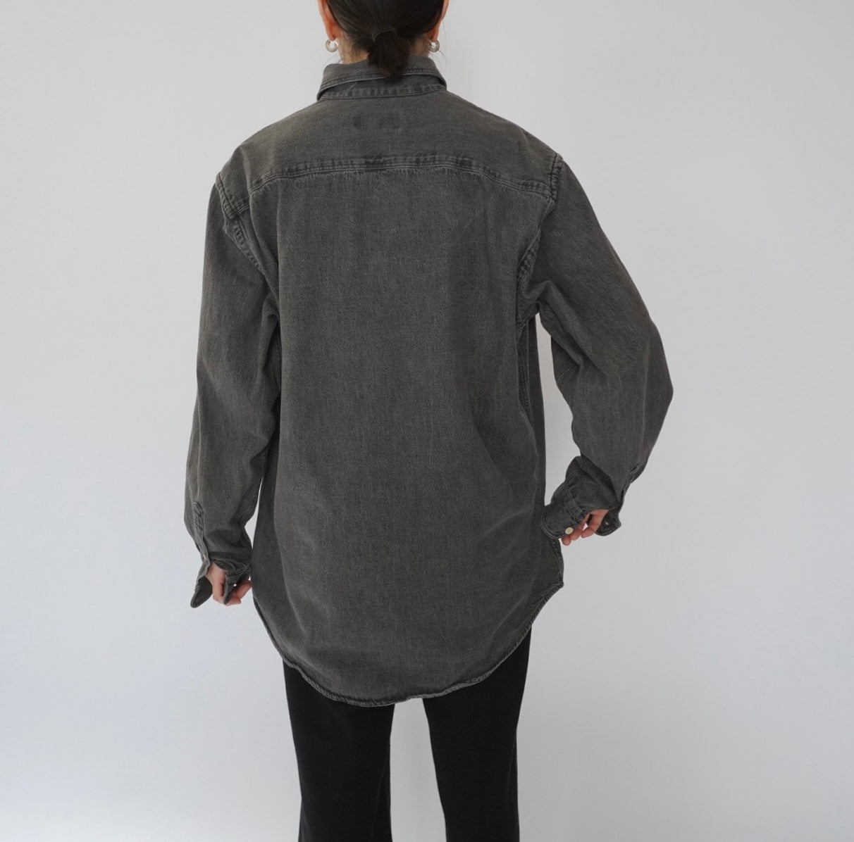 90s "J.CREW" Black Denim Shirt Made in USA