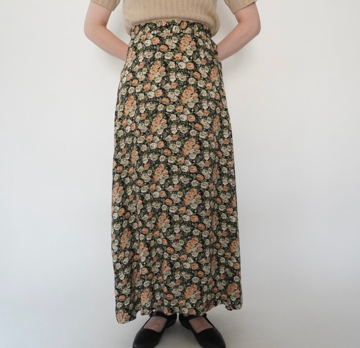 80s Floral Print Skirt Made in USA