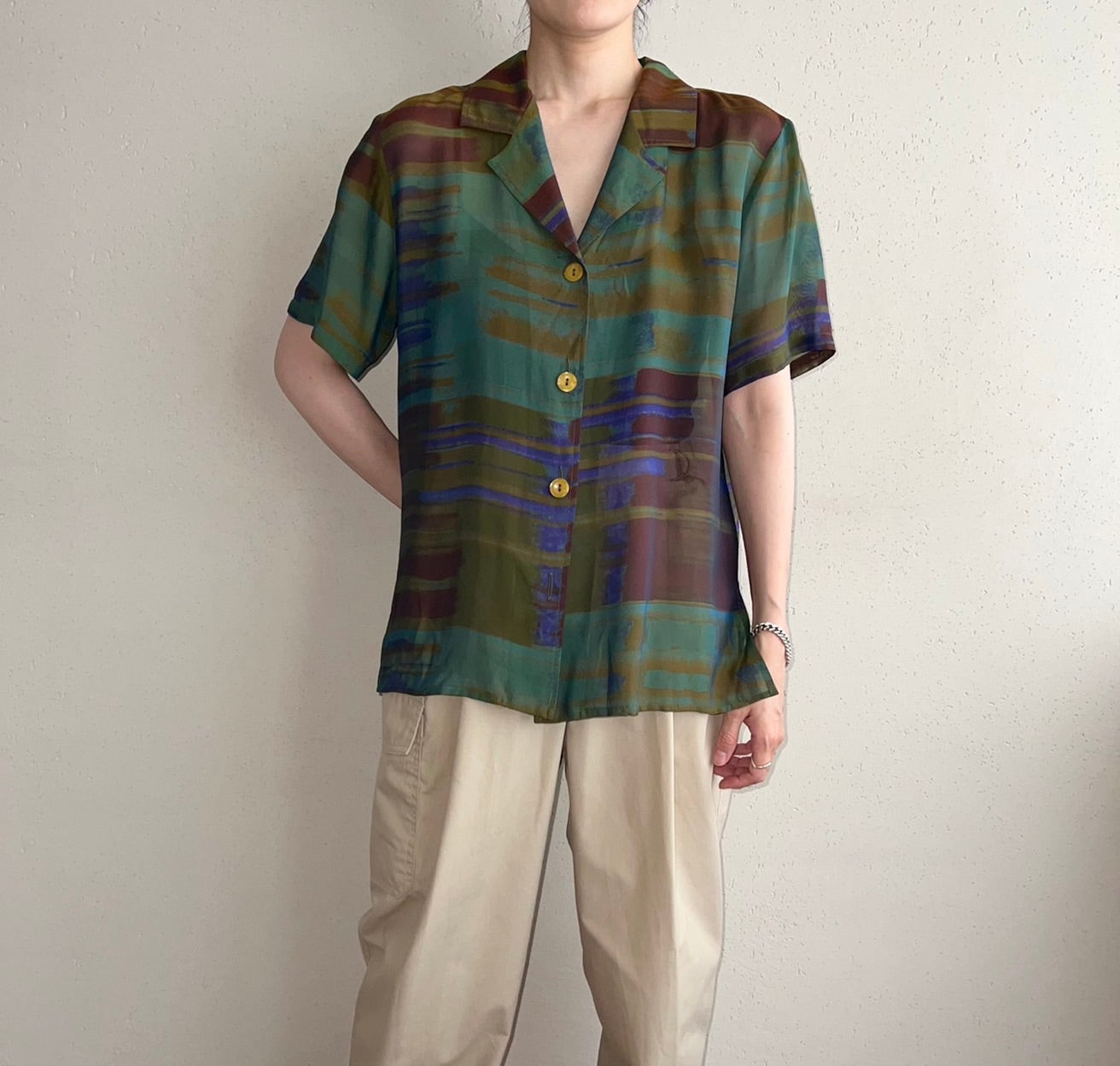 90s EURO Sheer Pattern Printed Shirt