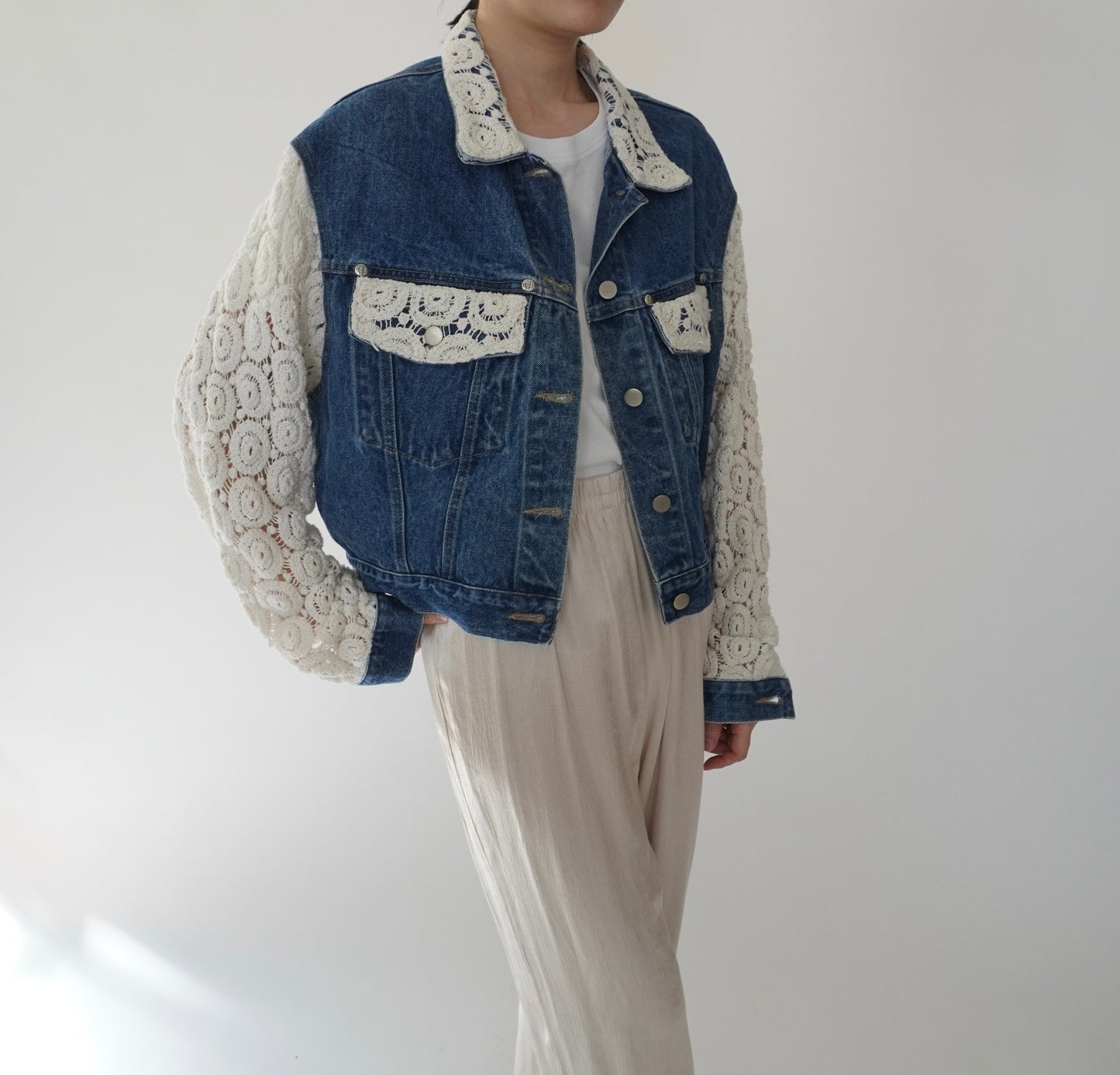 90s Crochet Denim Jacket