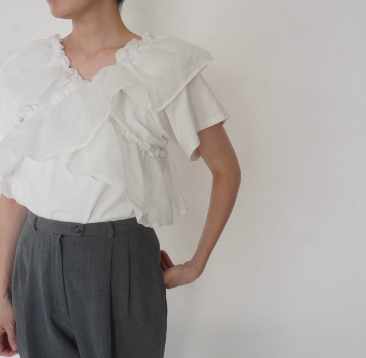 White Ruffle Top