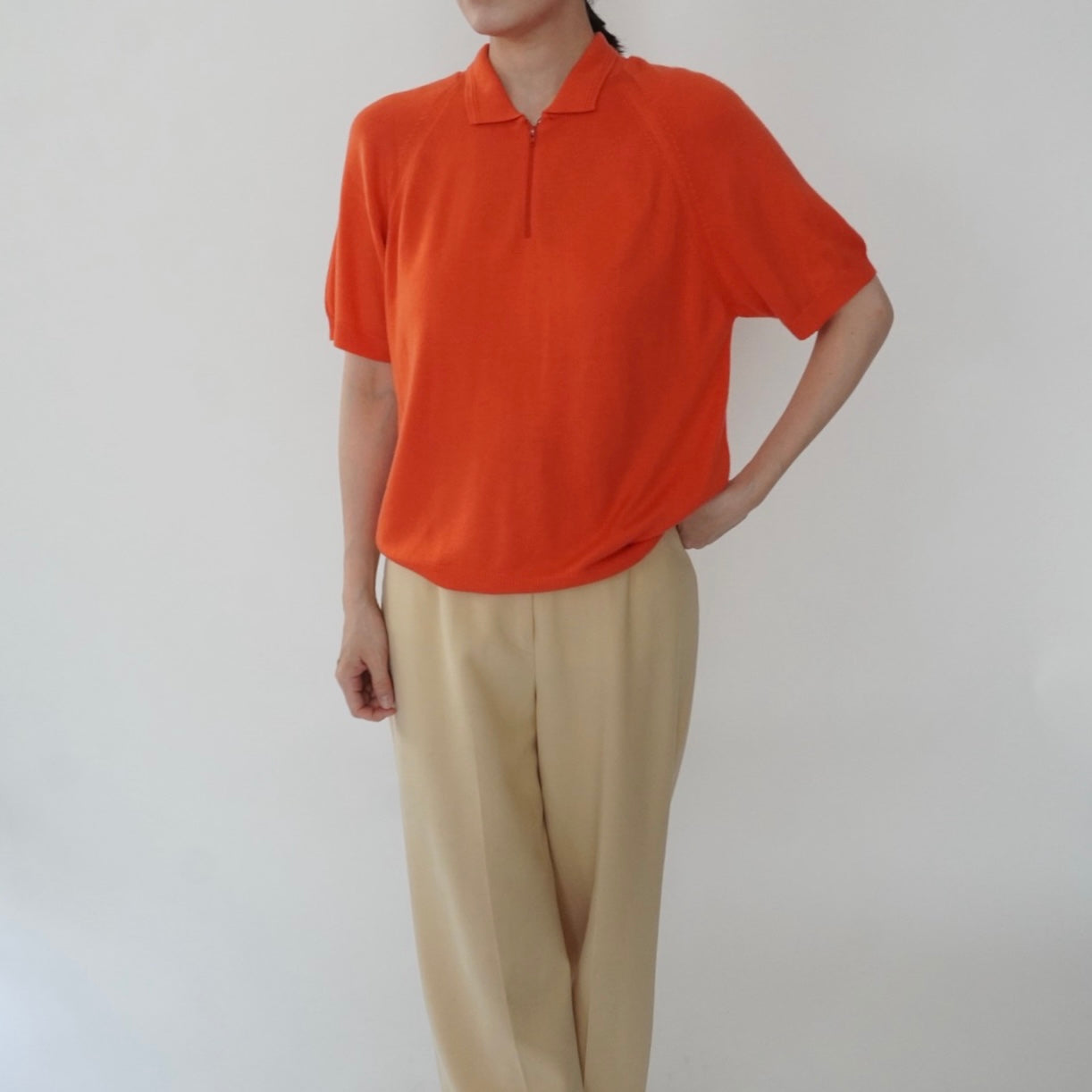 80s Half Zip Design Top Made in USA