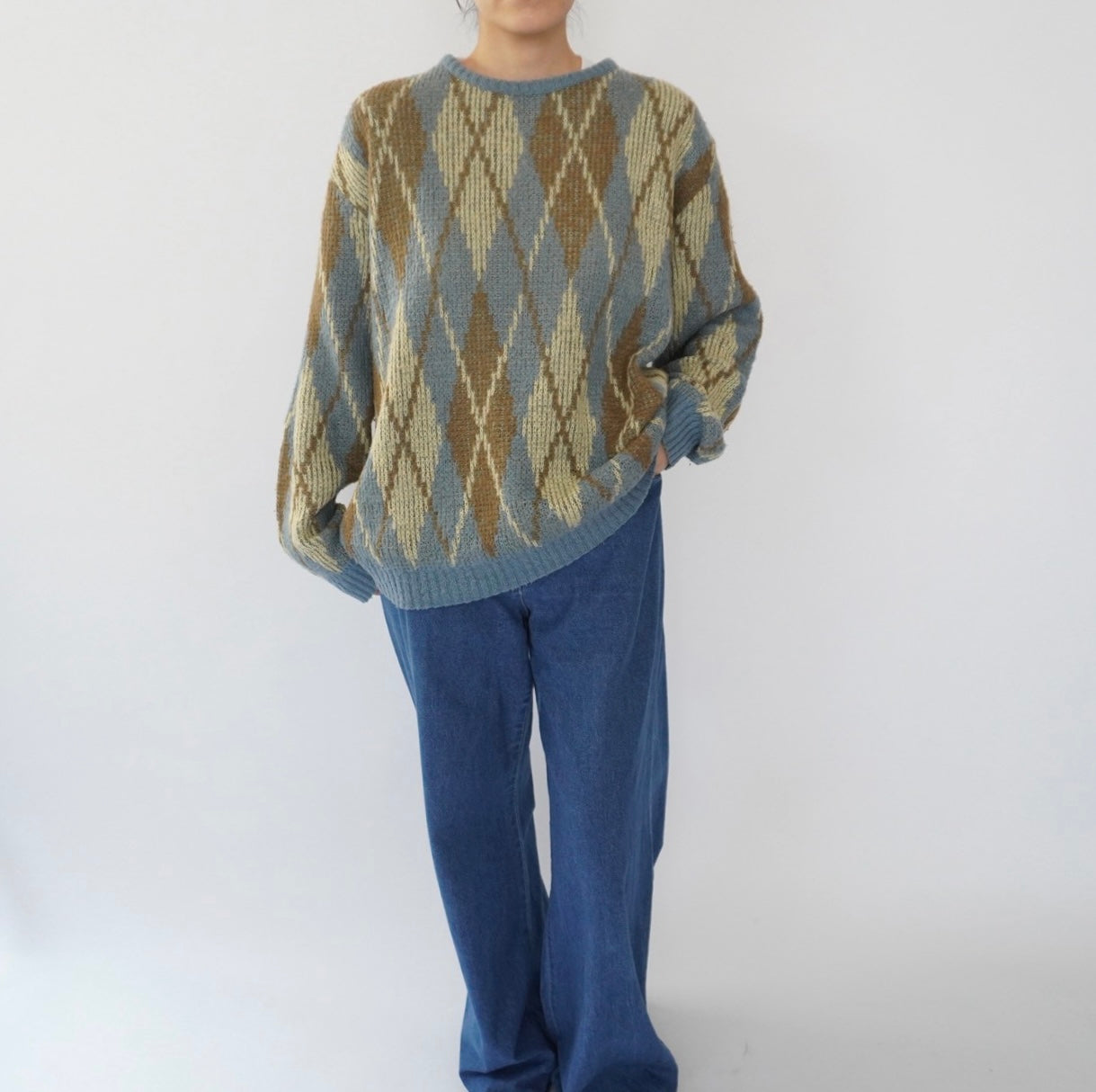 80s Argyle Mohair Knit Made in Italy