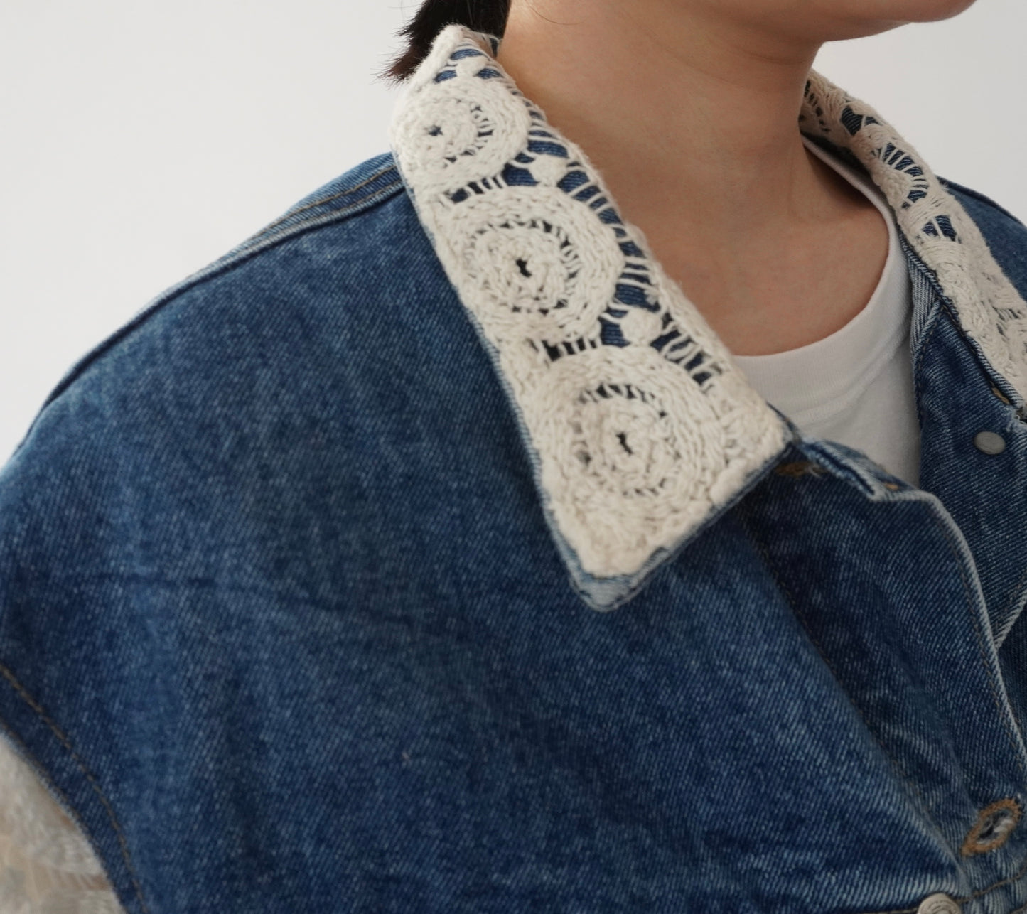 90s Crochet Denim Jacket