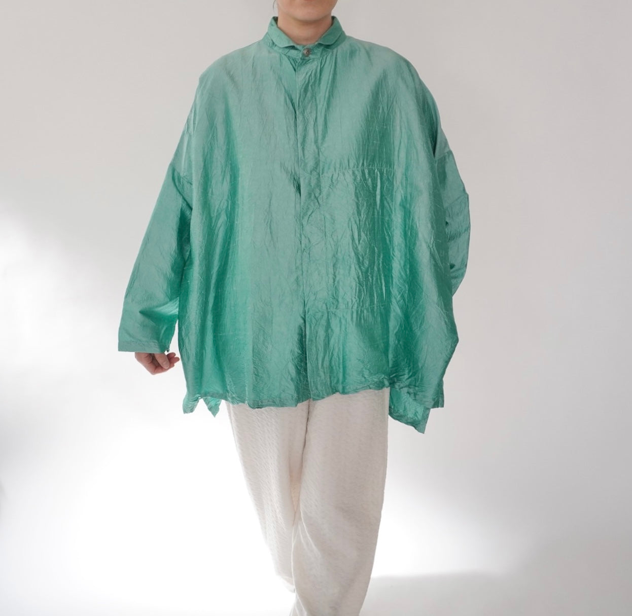 90s Raw Silk Boxy Blouse