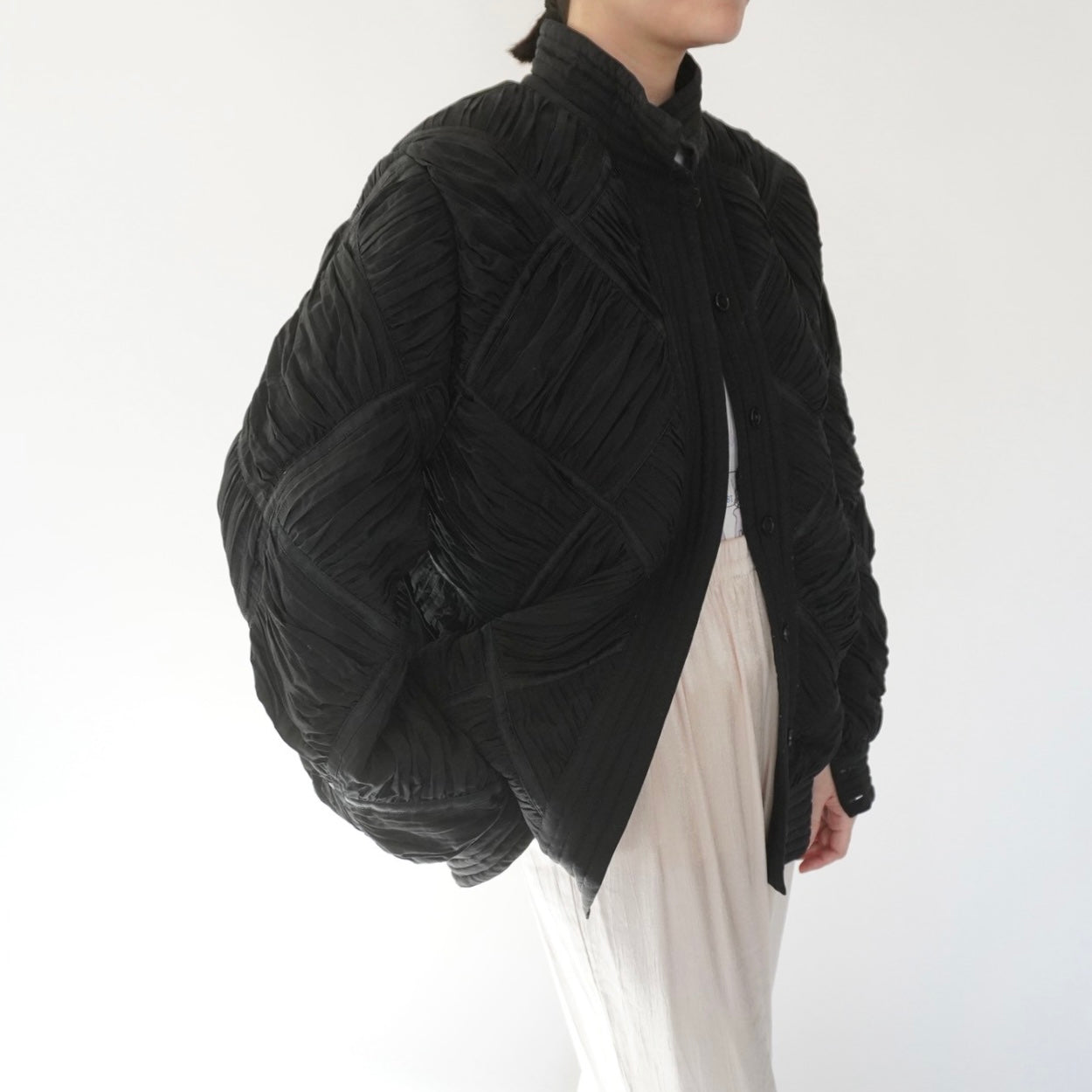 80s Silk Pleat Design Jacket