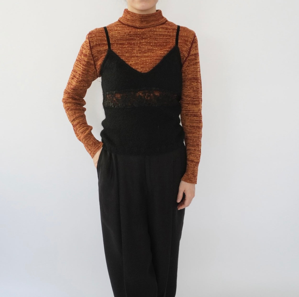 90s Lace Design Mohair Camisole Top