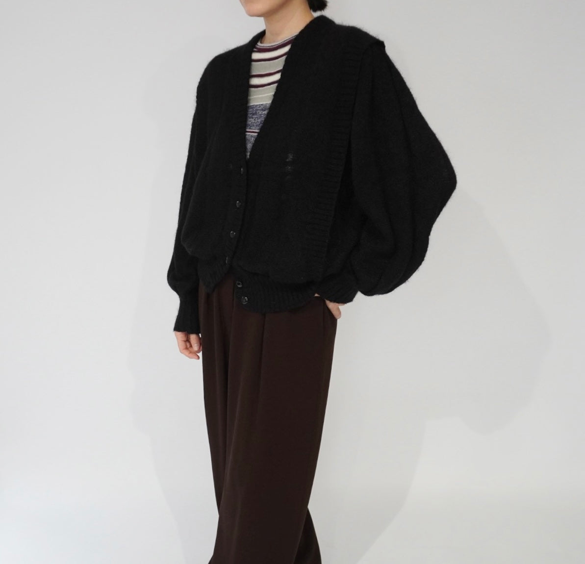 90s Balloon Sleeves Mohair Knit Cardigan Made in Italy