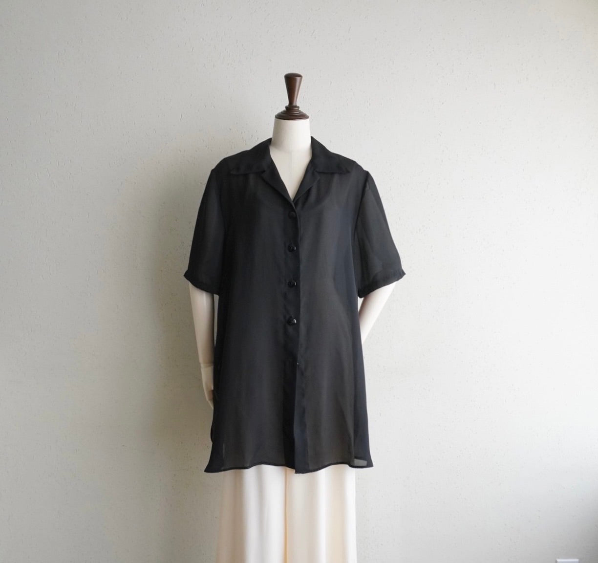 90s Black Sheer Shirt Made in Italy