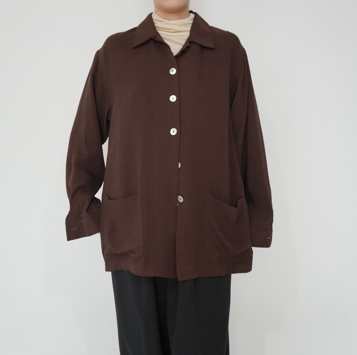 90s Brown Silk Shirt