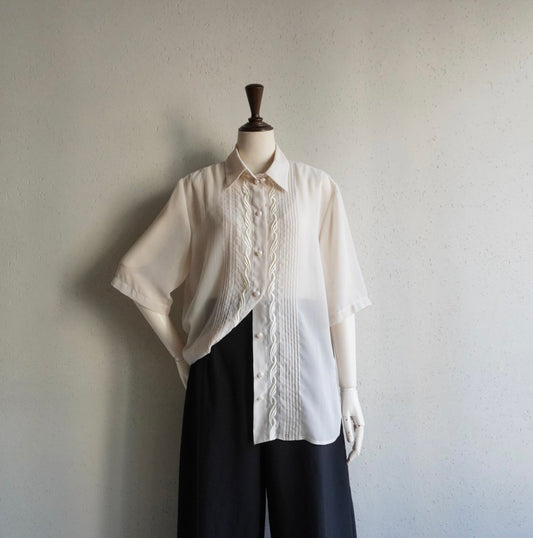 90s EURO Embroidery Sheer Shirt