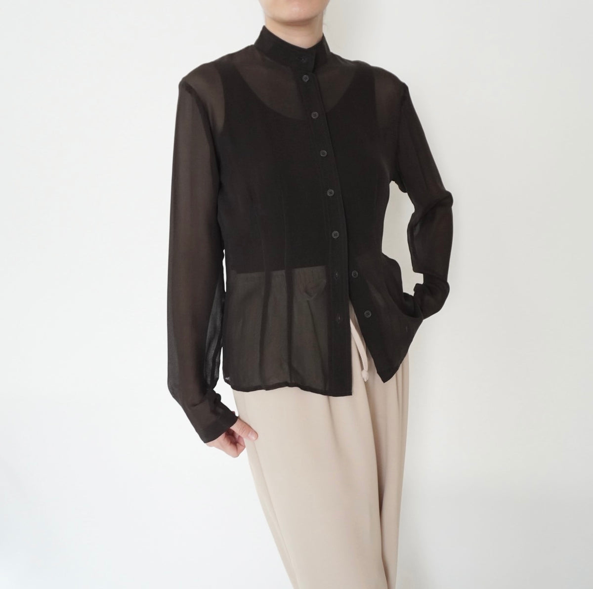 90s Brown Sheer Blouse