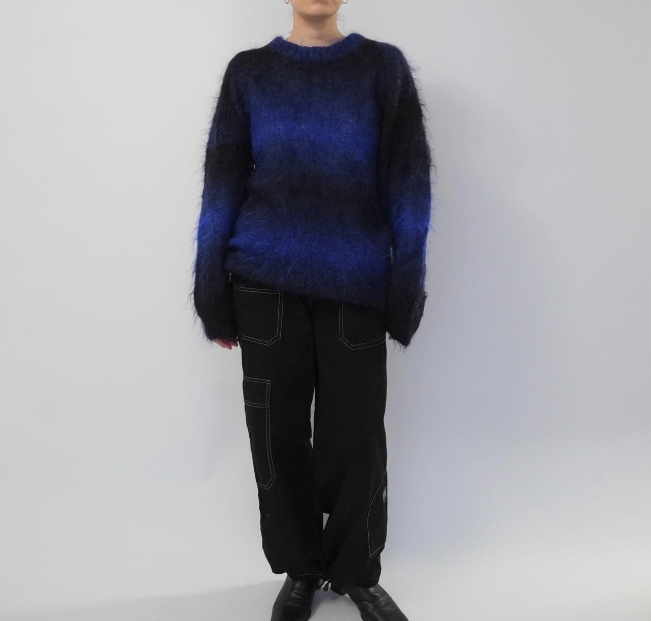 90s Black x Blue Mohair Knit