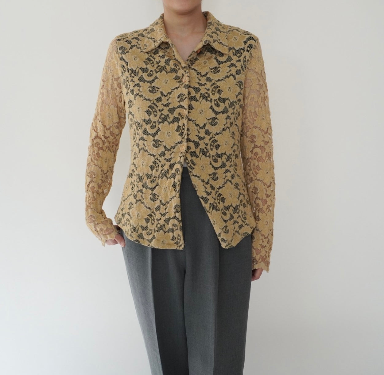 90s Lace Design Shirt Made in USA