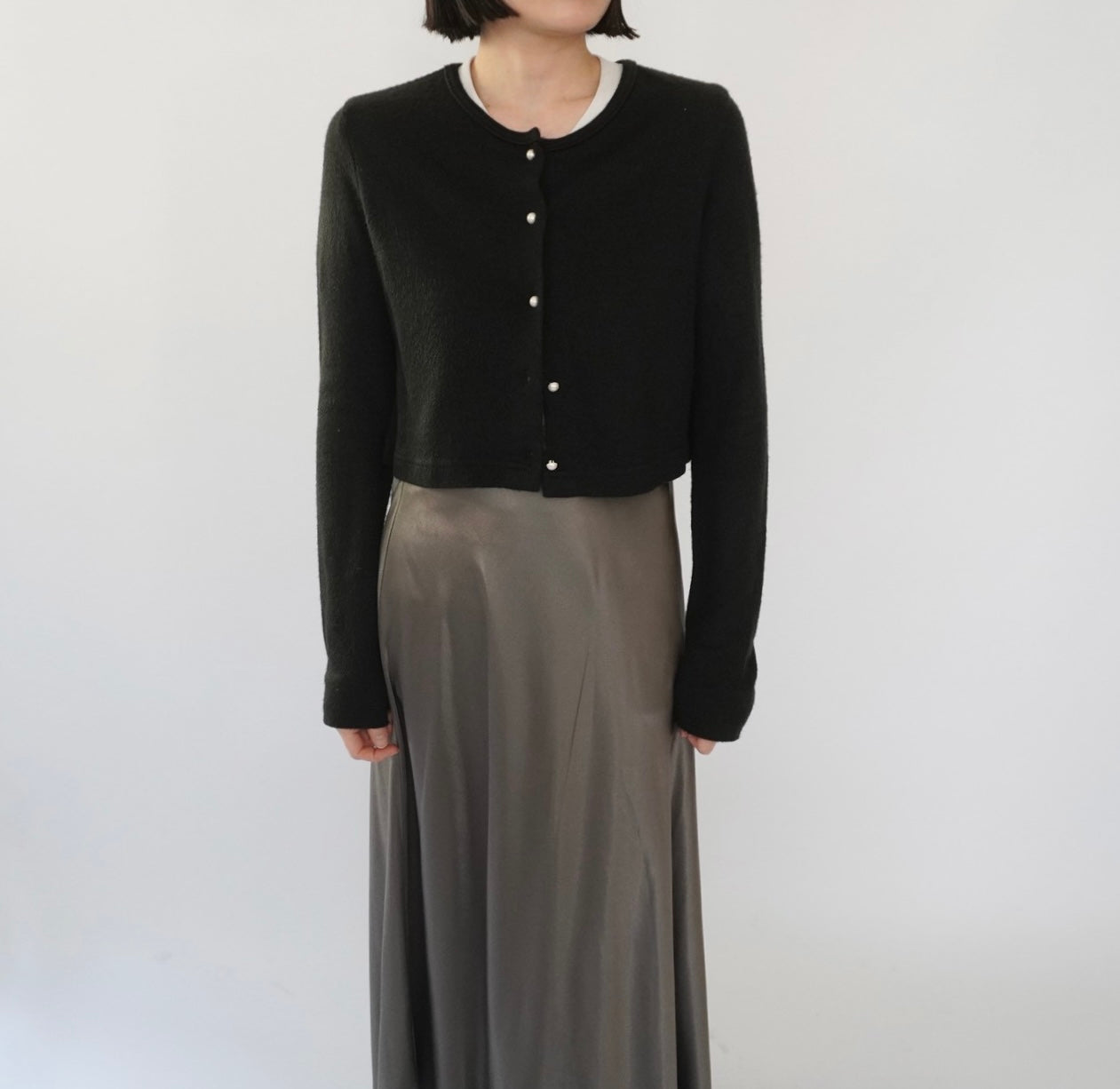 90s Black Cropped Cardigan