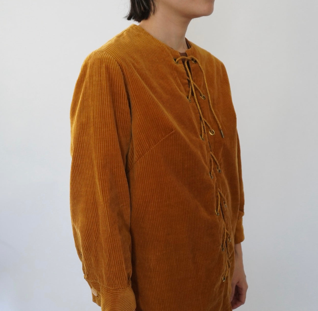 60s Lace Up Corduroy Top