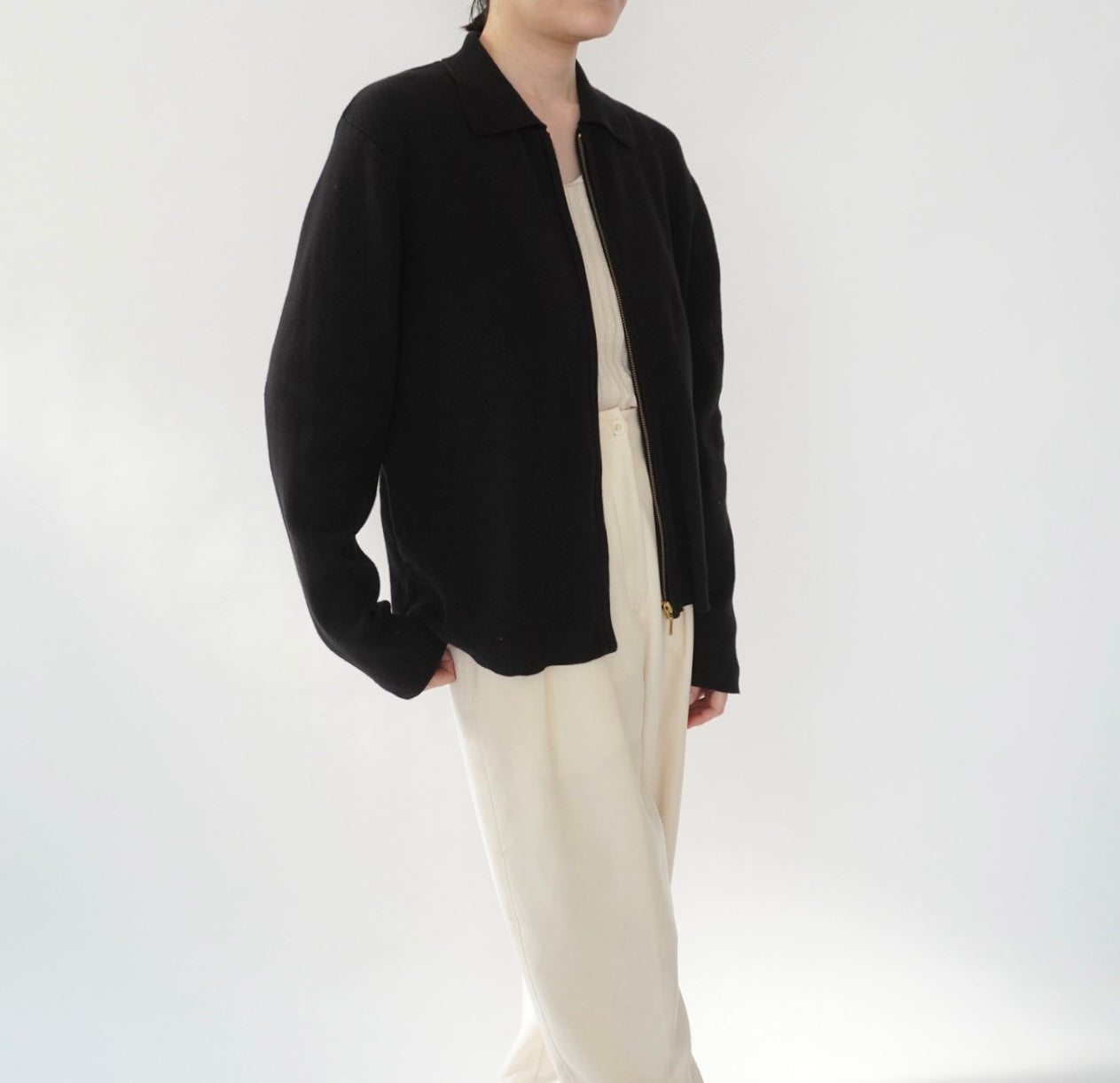 90s Cotton Knit Zip Top