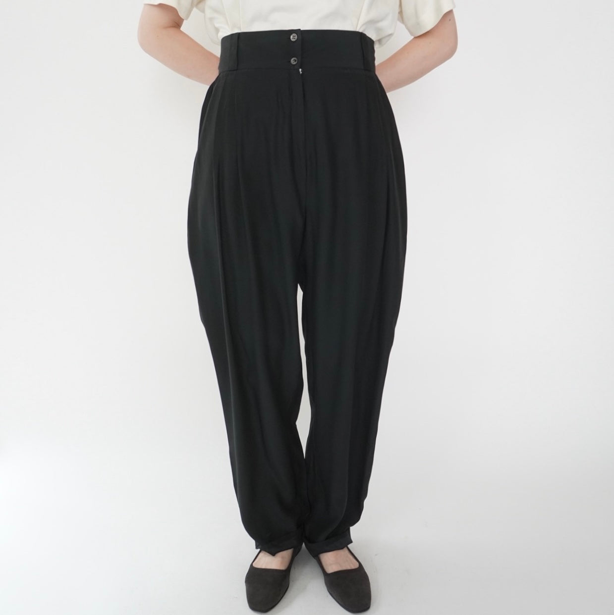 80s Silk High Waist Pants