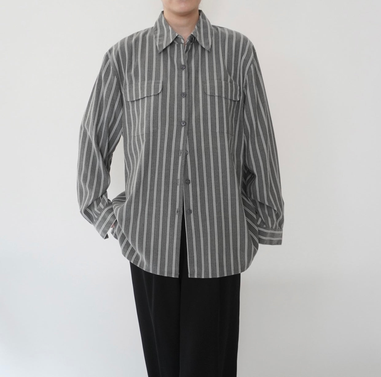 90s Gray Striped Shirt