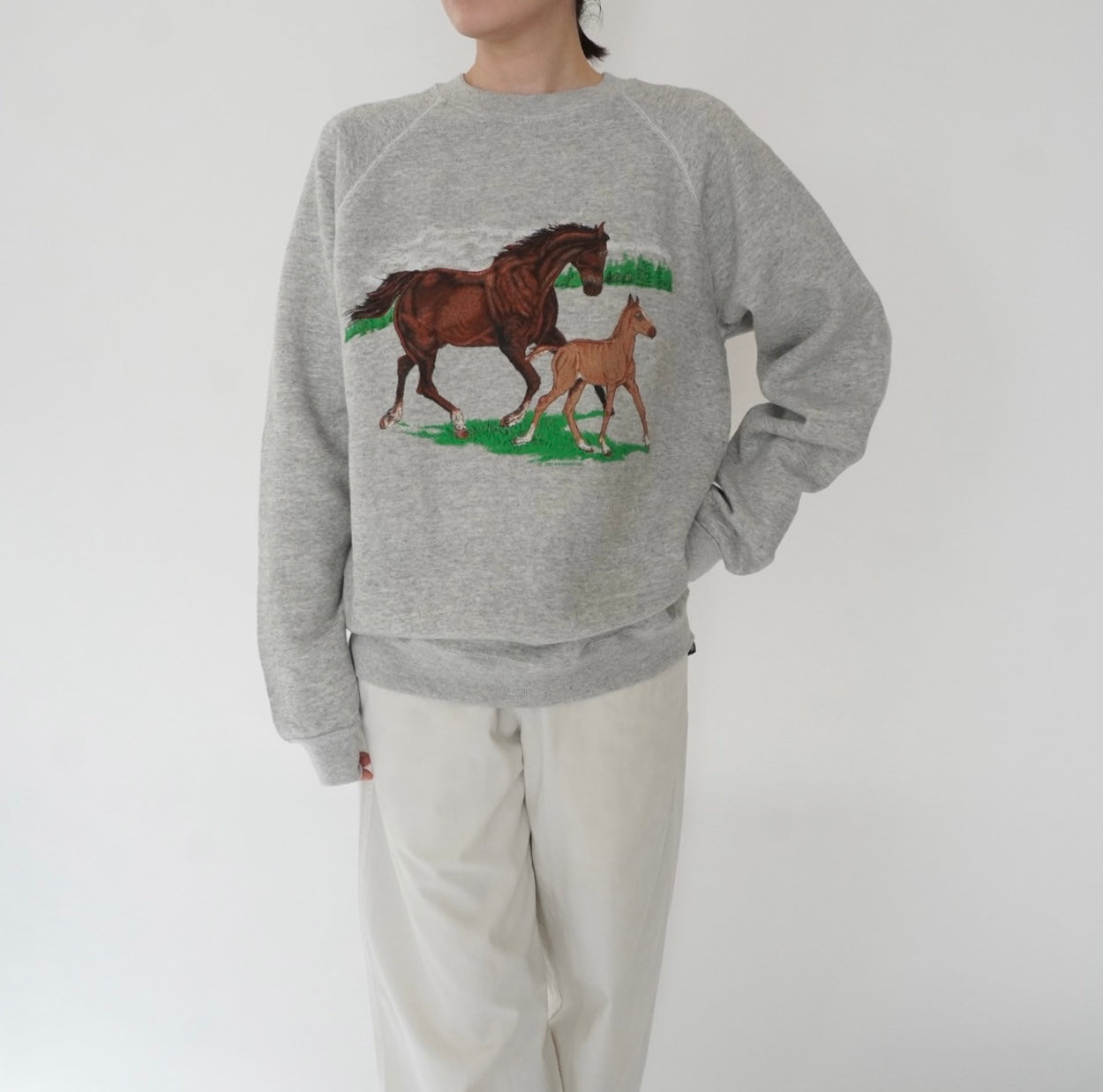 80s Horse Printed Sweater Made in USA