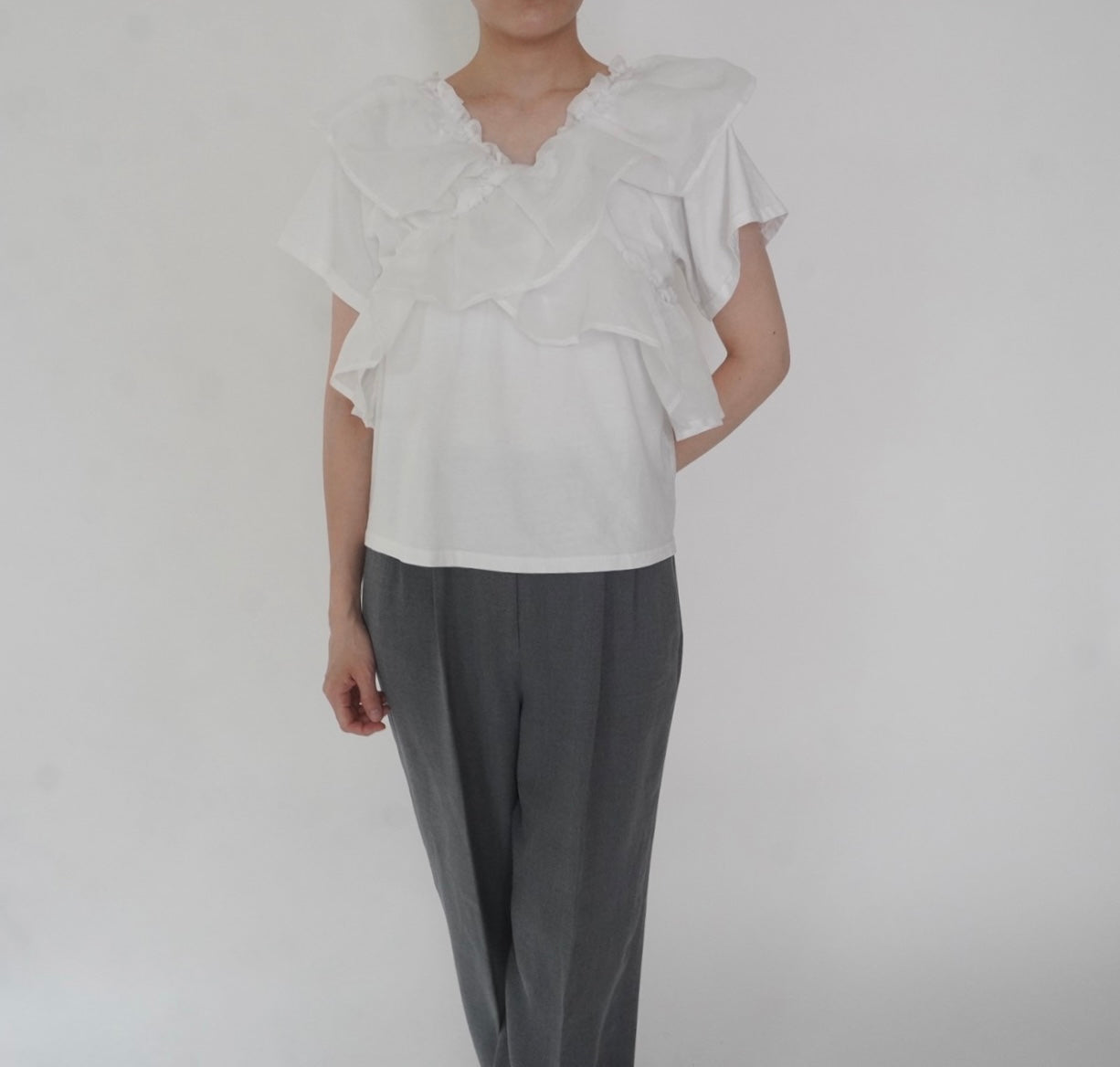 White Ruffle Top