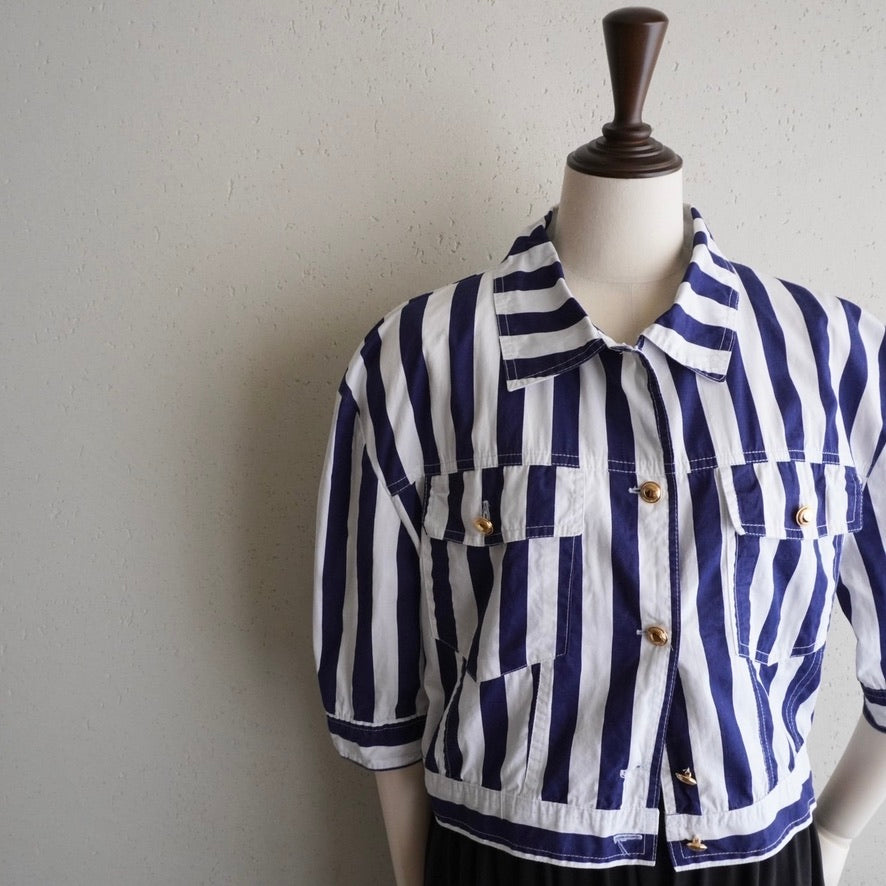 90s Cotton Striped Shirt,Jacket Made in Italy