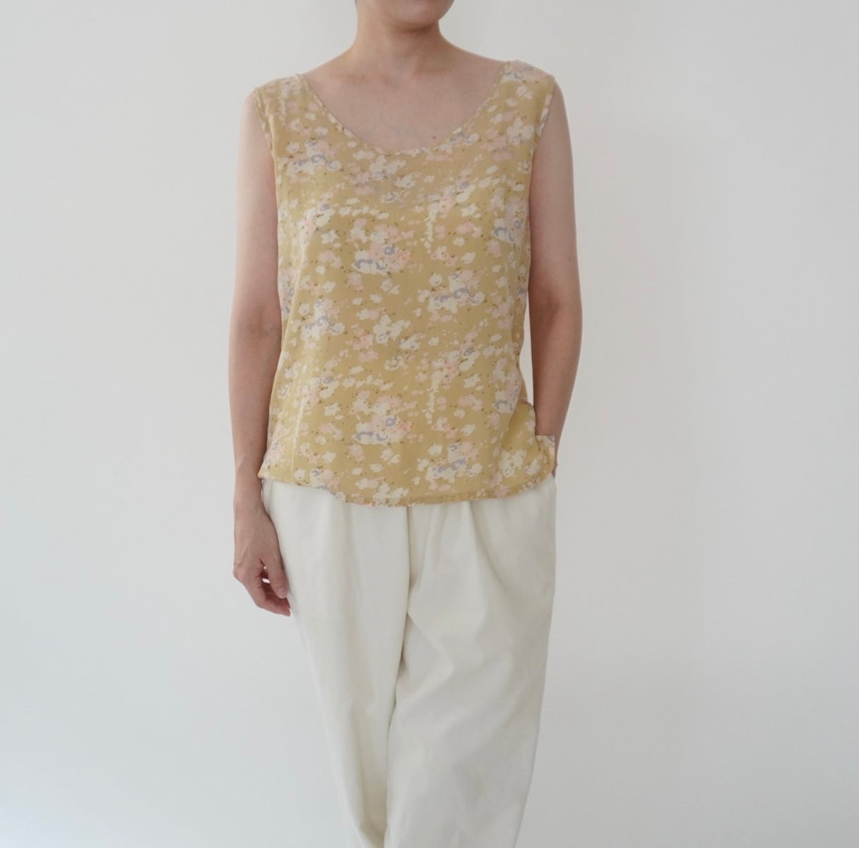 90s Floral Print Silk Top