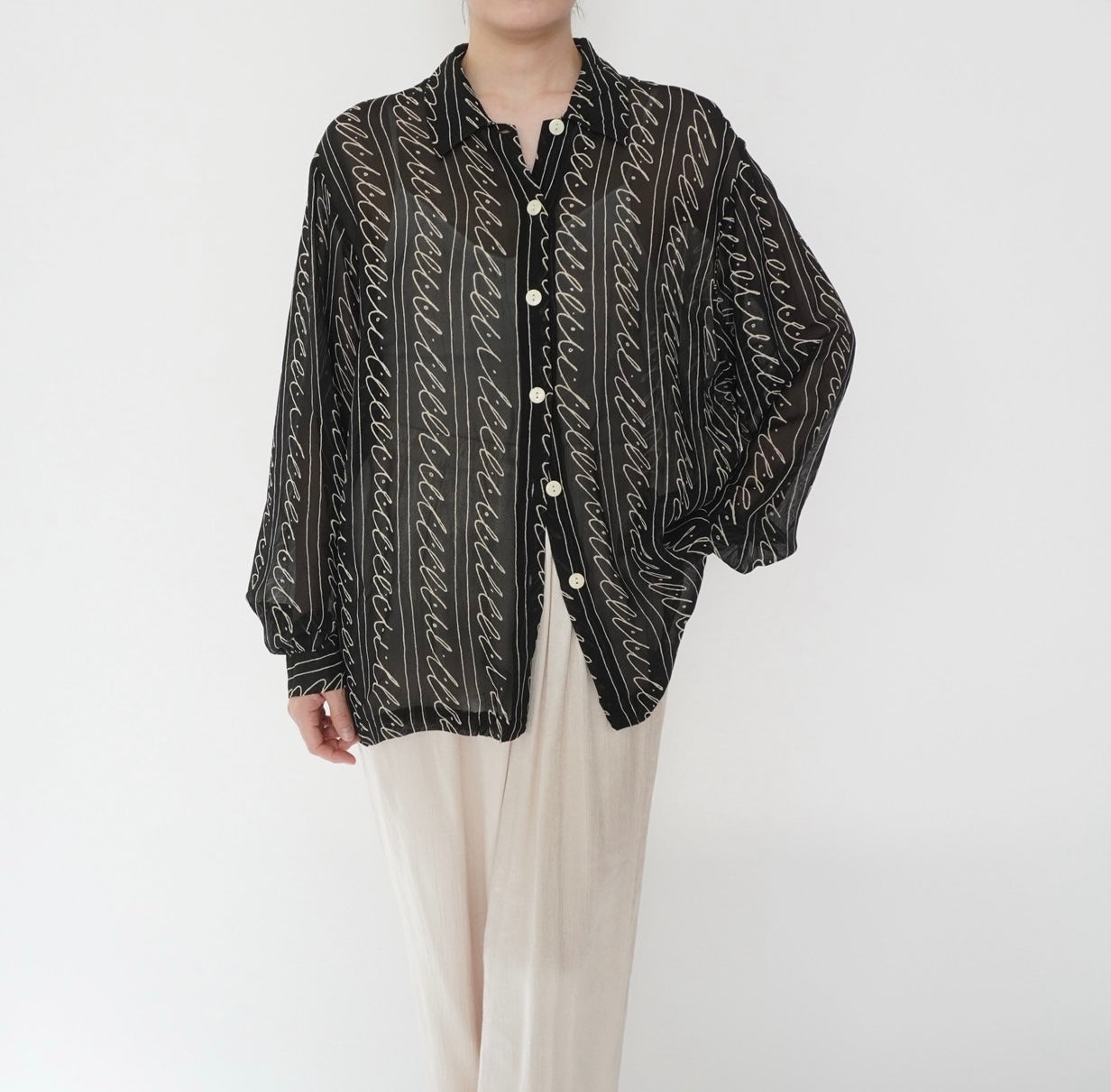 90s EURO Sheer Pattern Shirt