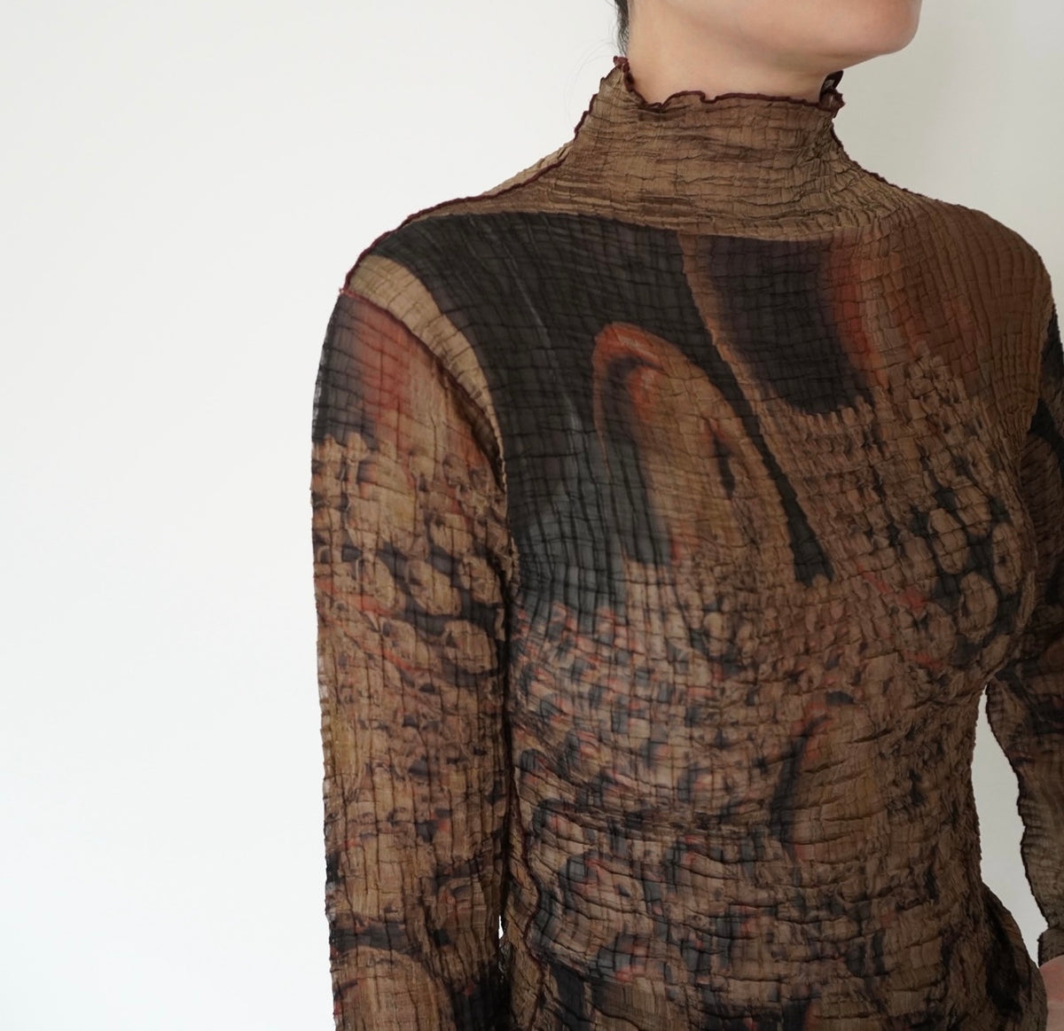 90s Pattern Sheer Top Made in USA