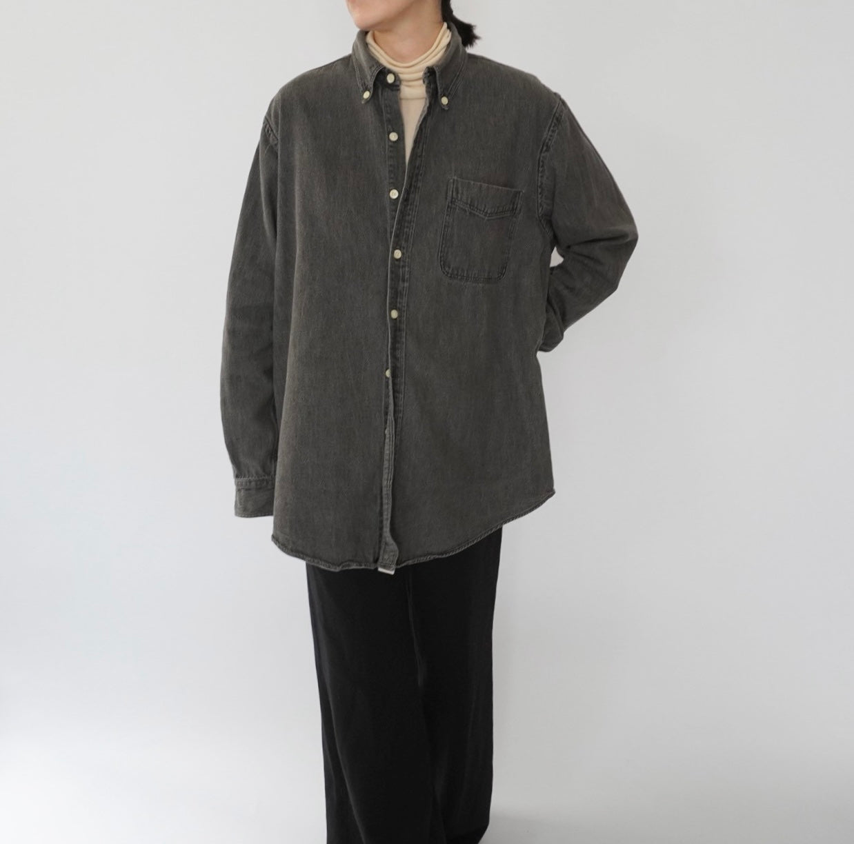 90s "J.CREW" Black Denim Shirt Made in USA