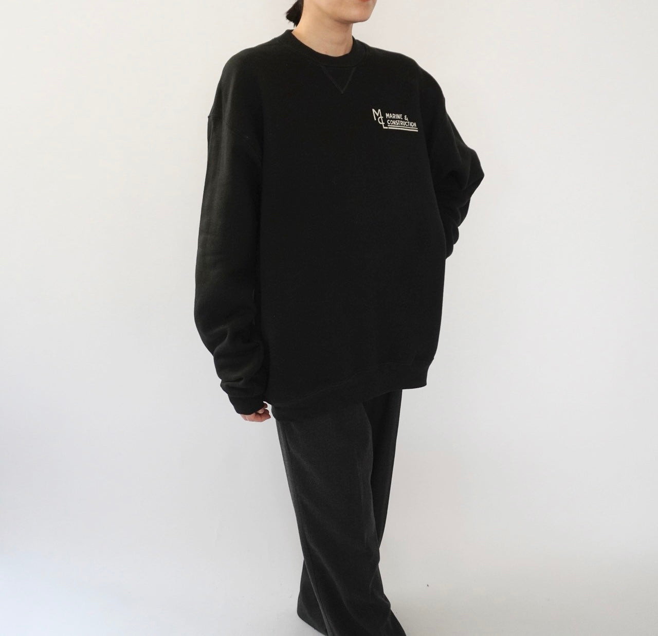 90s ”Marine & Construction" Printed Sweater Made in USA Dead Stock