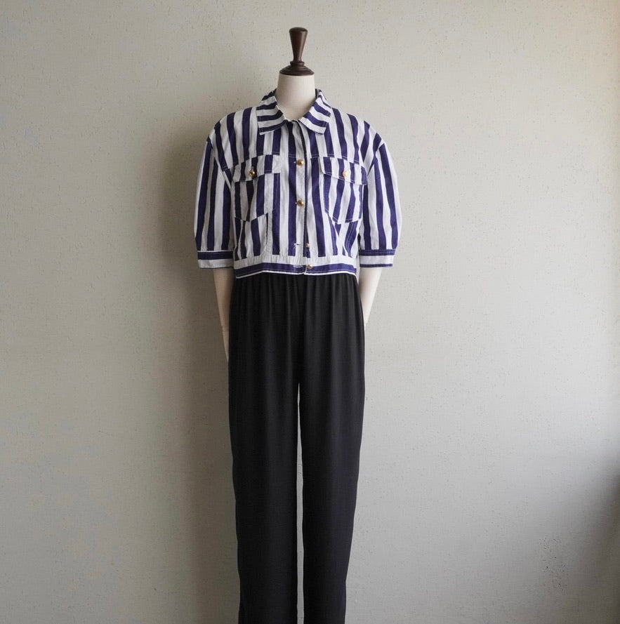 90s Cotton Striped Shirt,Jacket Made in Italy