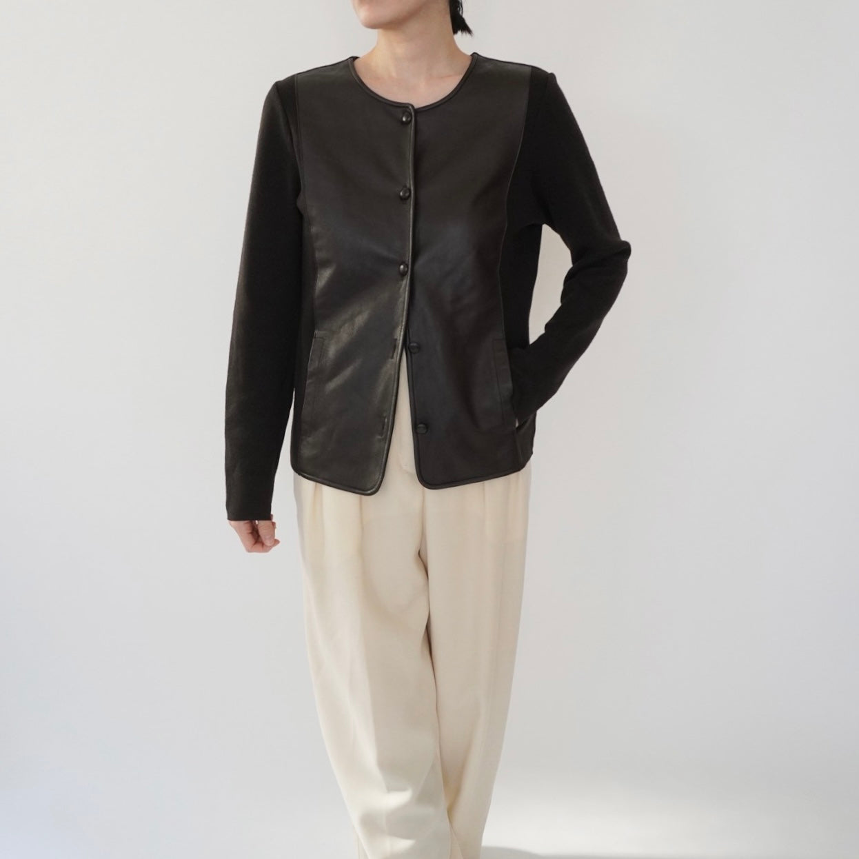 90s Faux Leather Top,Cardigan