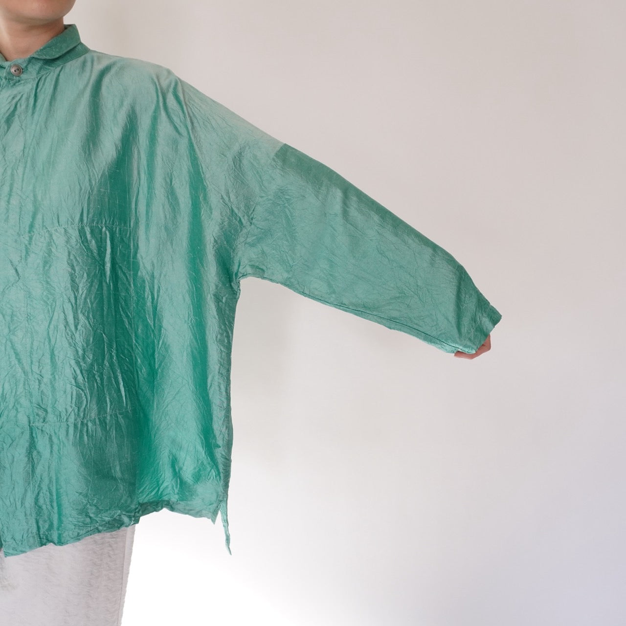 90s Raw Silk Boxy Blouse