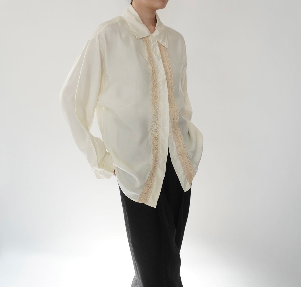 90s Lace Design Shirt Made in USA