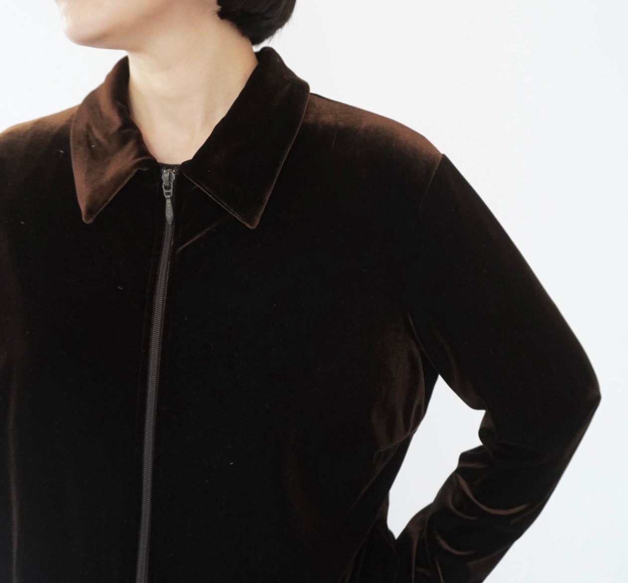 90s "J.CREW" Velour Zip Shirt