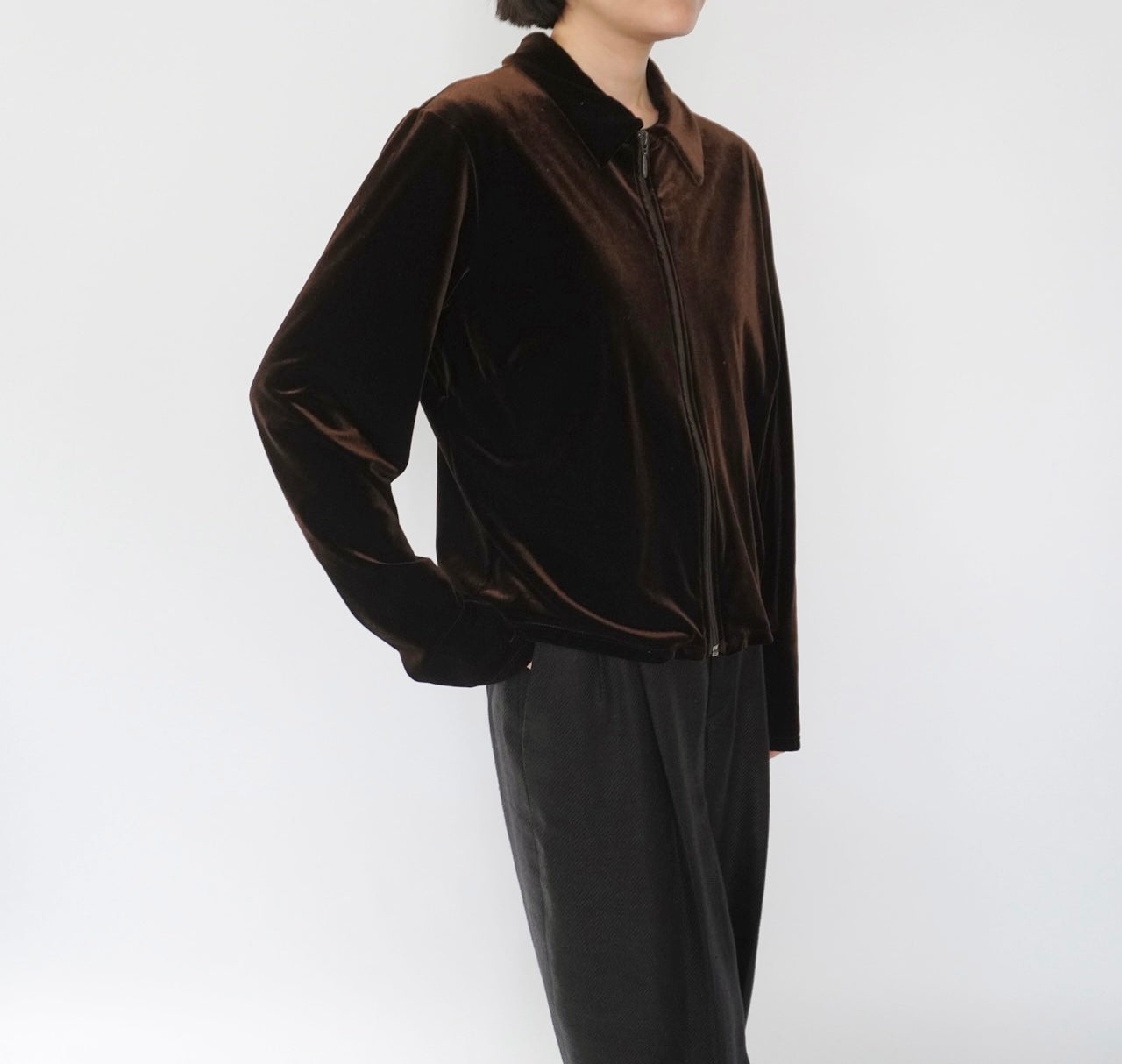 90s "J.CREW" Velour Zip Shirt