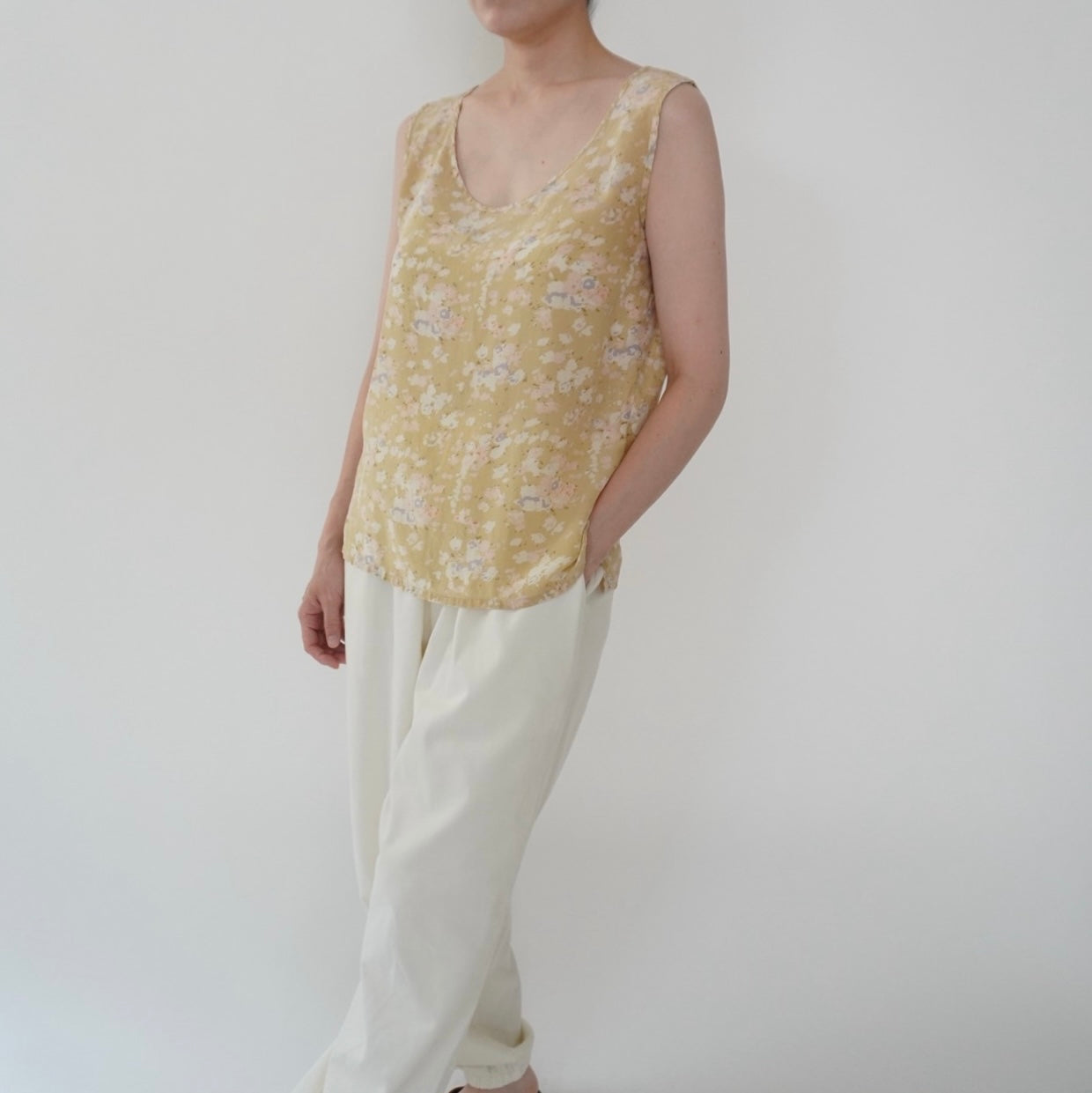 90s Floral Print Silk Top