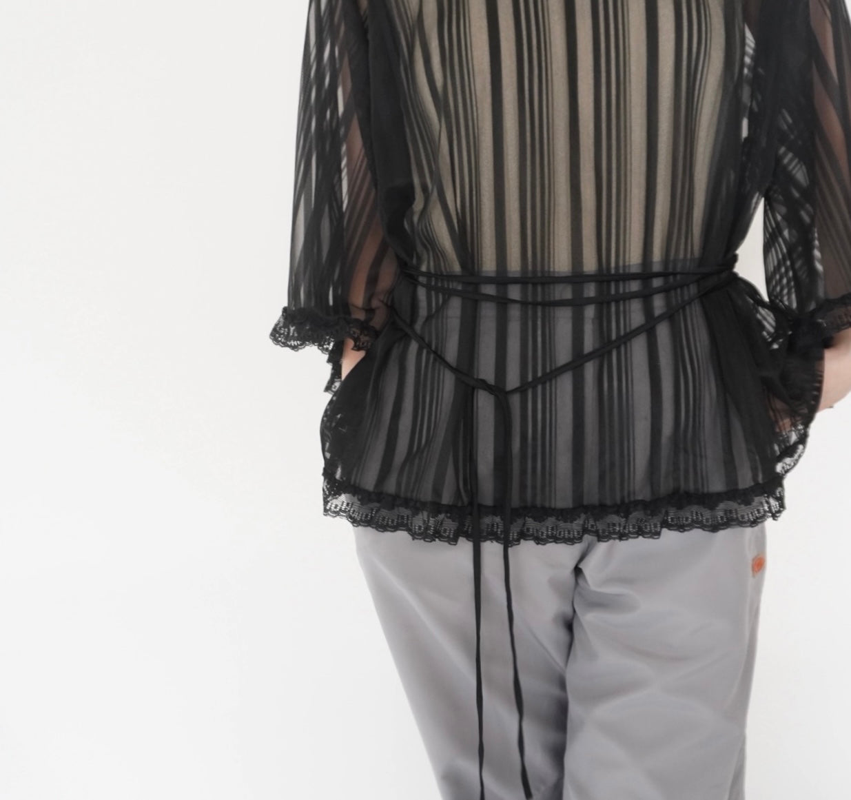 90s Sheer Lace Design Blouse