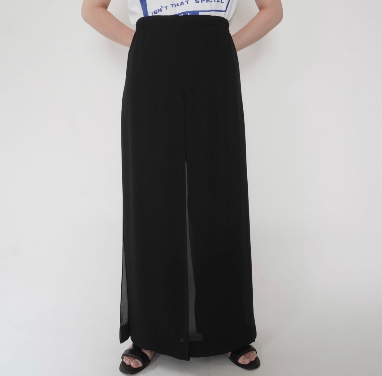 90s Slit Design Wide Pants