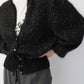 90s Black Design Knit Cardigan
