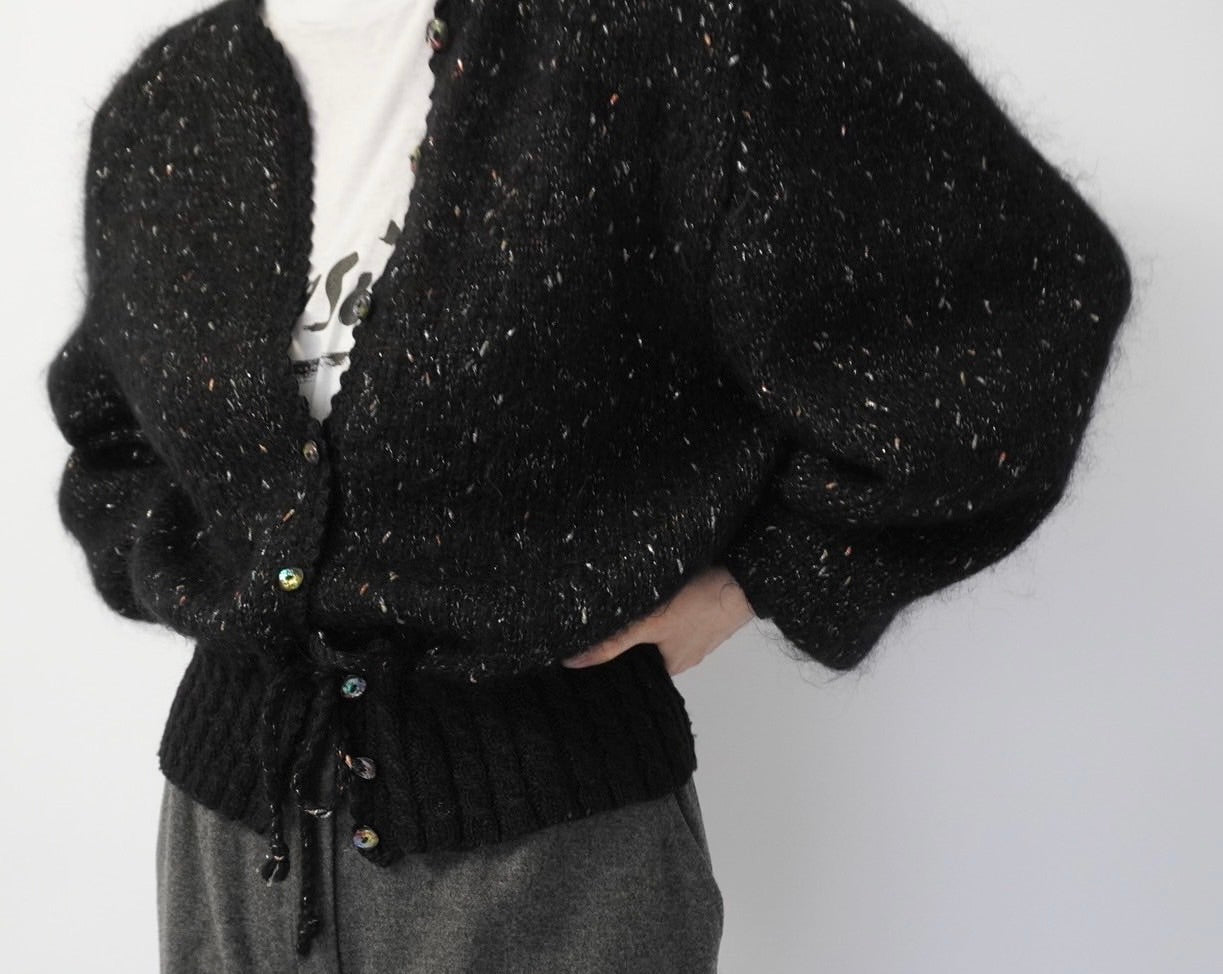 90s Black Design Knit Cardigan