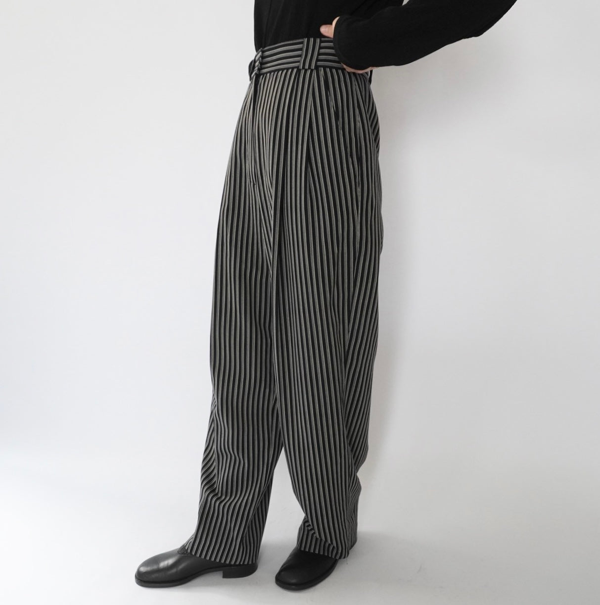 80s Black White Striped  Pants Made in Italy