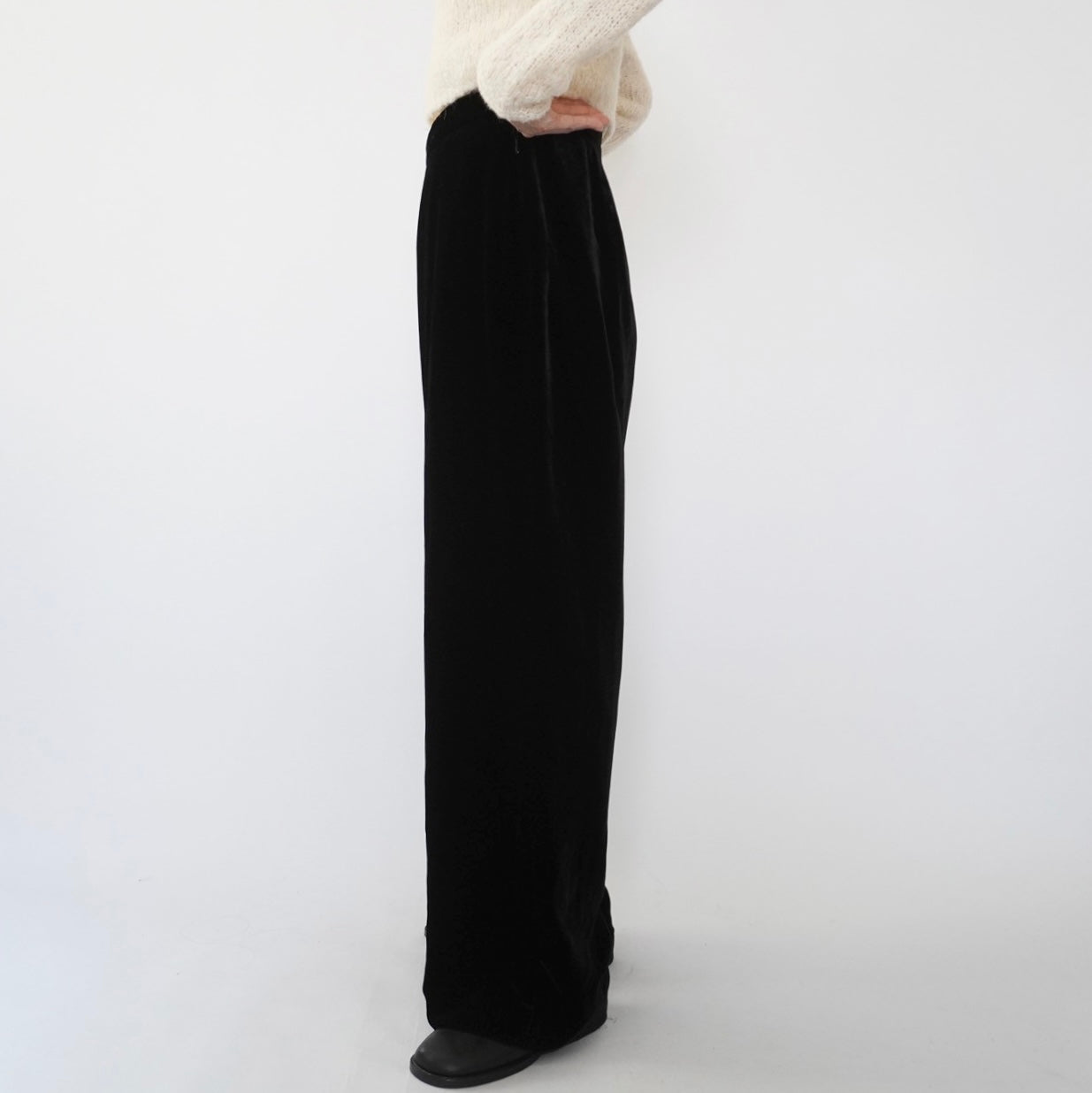 90s Velour High Waist Wide Pants