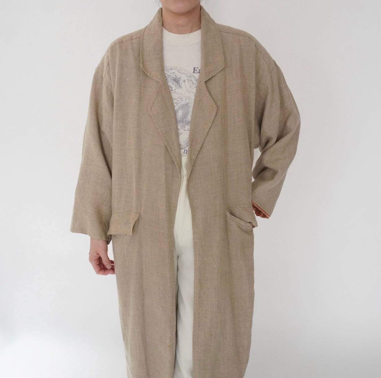 80s Linen Design Coat Made in USA